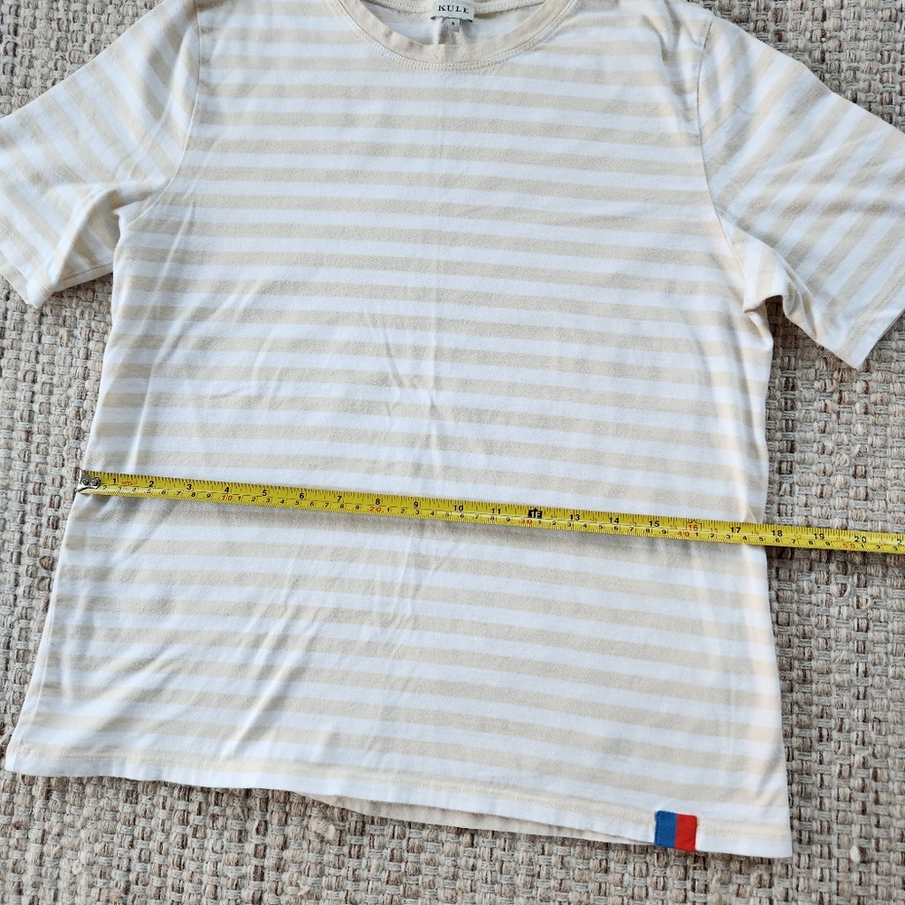 KULE Beige and Cream Striped Short Sleeve Tee - Picture 4 of 8